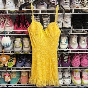 Dolls Kill Sugar Thrillz Yellow Lace Bustier